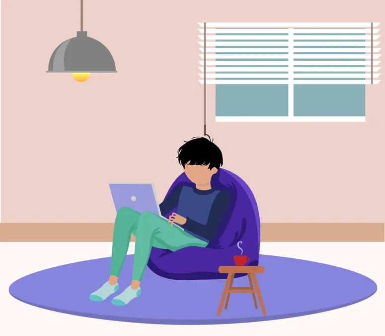 Student taking an online Arabic course