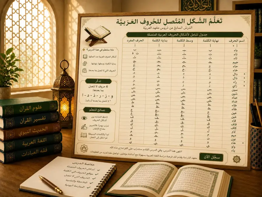 Arabic lesson about joined letter forms