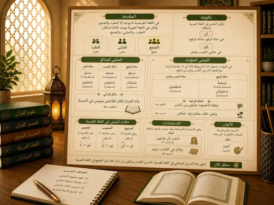 Tableau pédagogique sur le duel en arabe