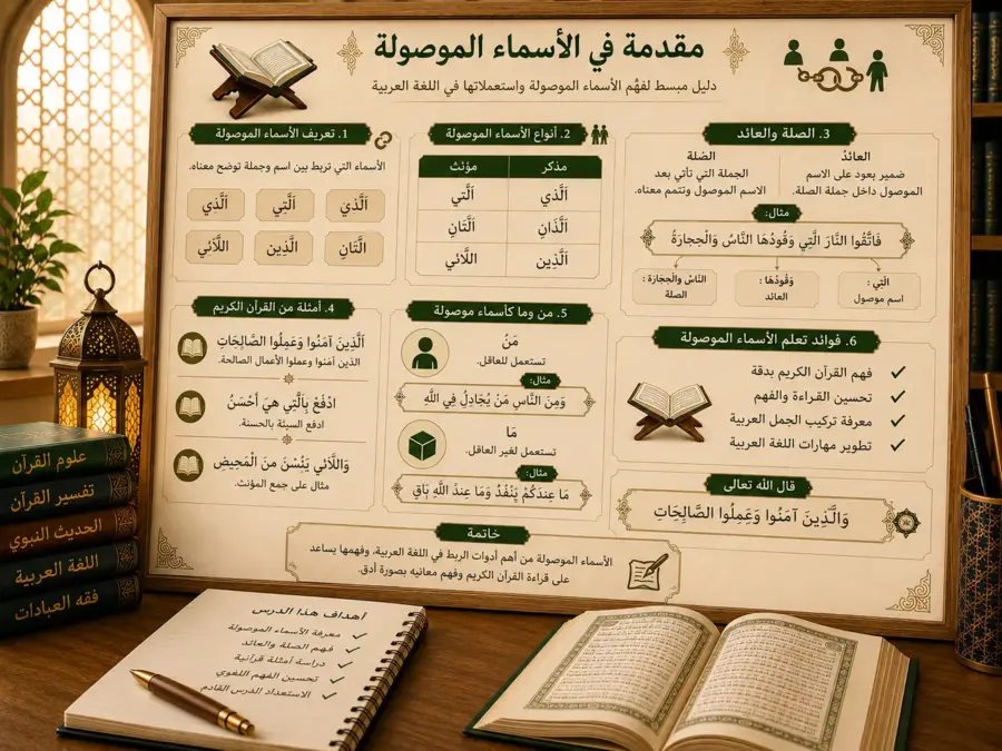 Tableau sur les pronoms relatifs en arabe