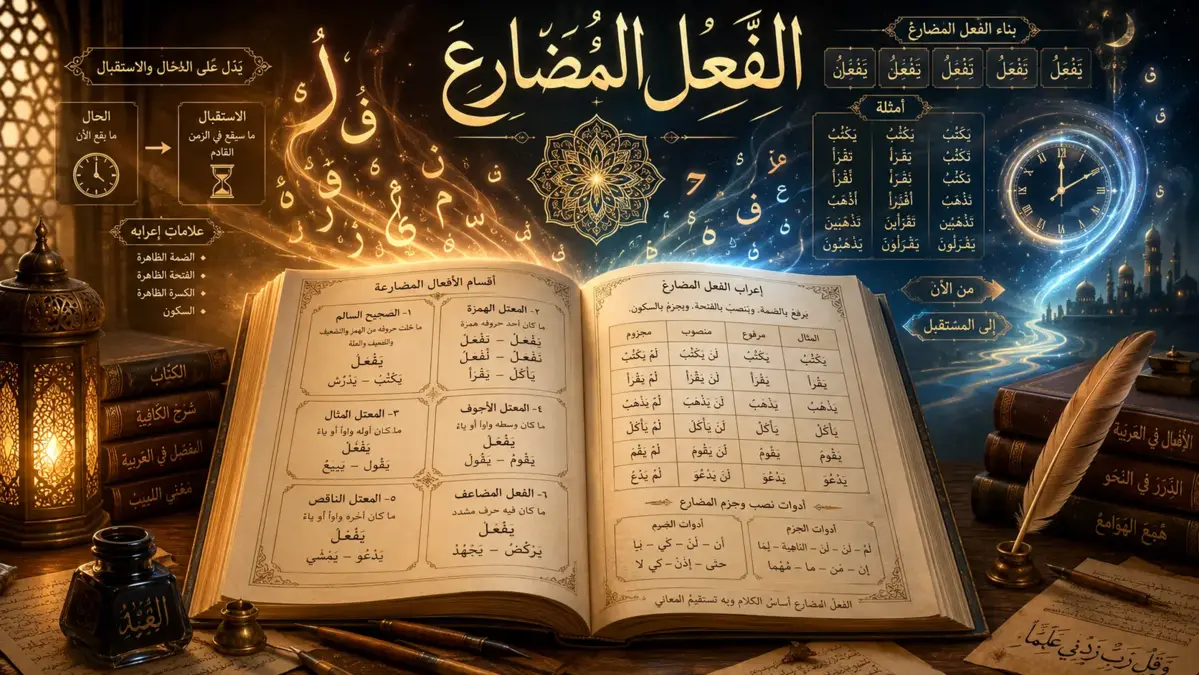 Livre de grammaire arabe sur le verbe à l’inaccompli
