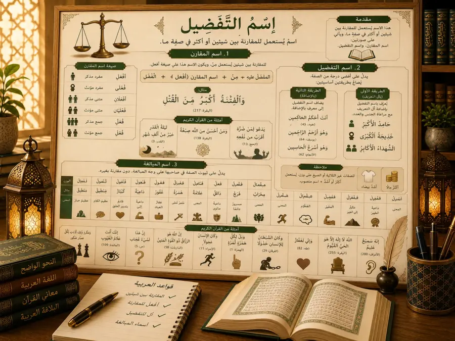 Arabic grammar chart about comparative forms