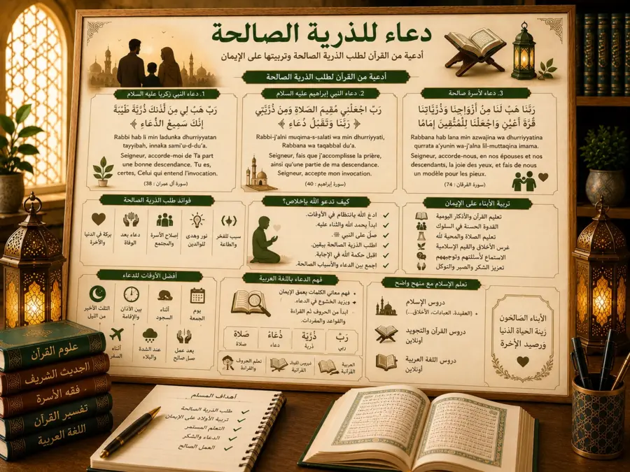 Islamic chart about dua for righteous children