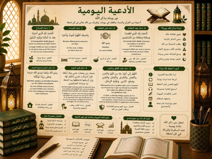 Islamic chart about daily duas