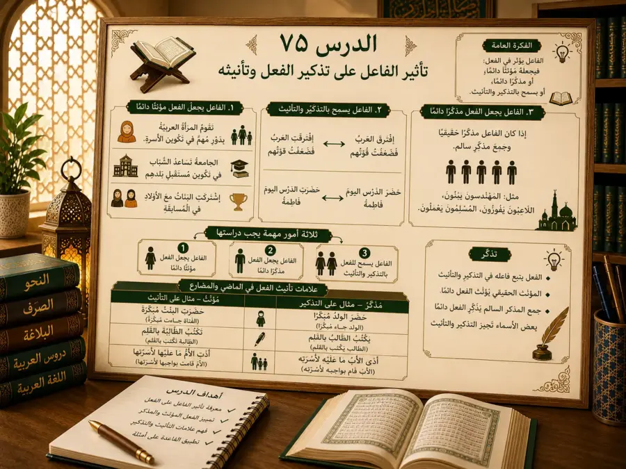 Arabic grammar chart about verb agreement