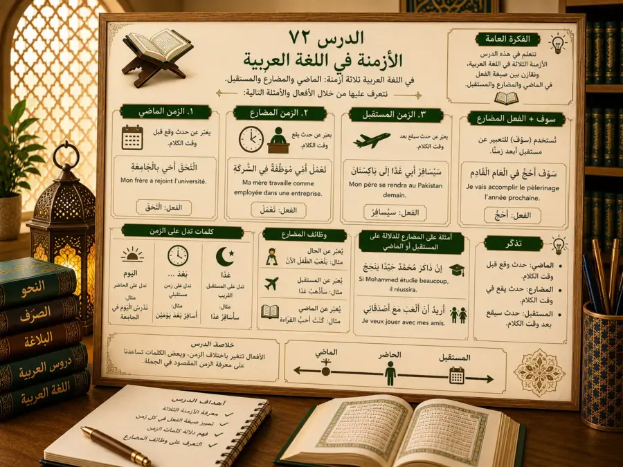 Tableau arabe sur les temps des verbes