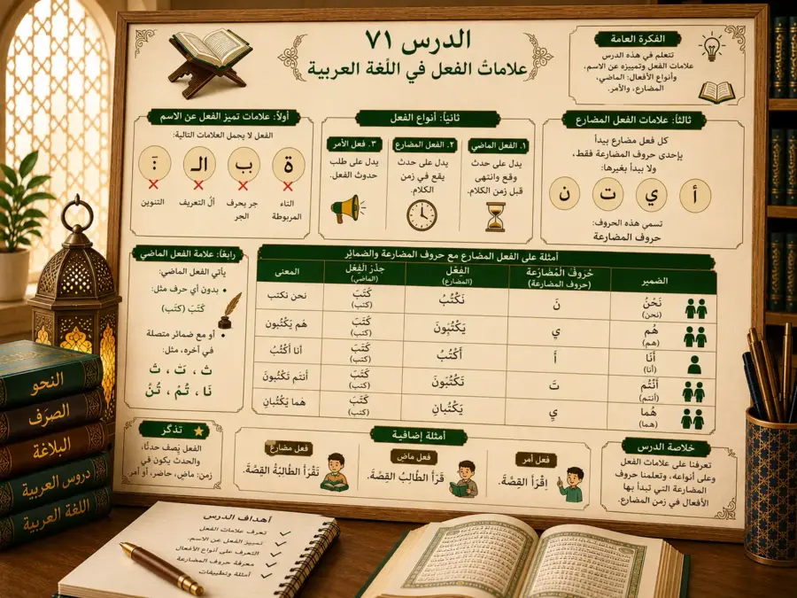 Arabic chart about verb signs