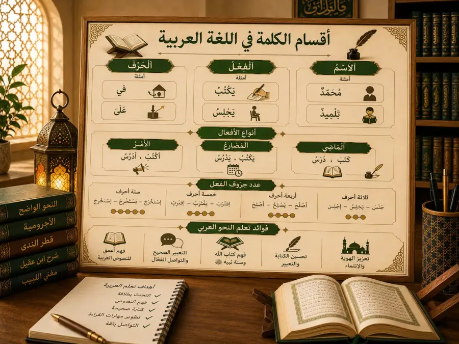 Arabic verbs lesson showing past present and imperative forms