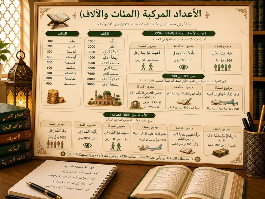 Arabic numbers lesson about hundreds and thousands