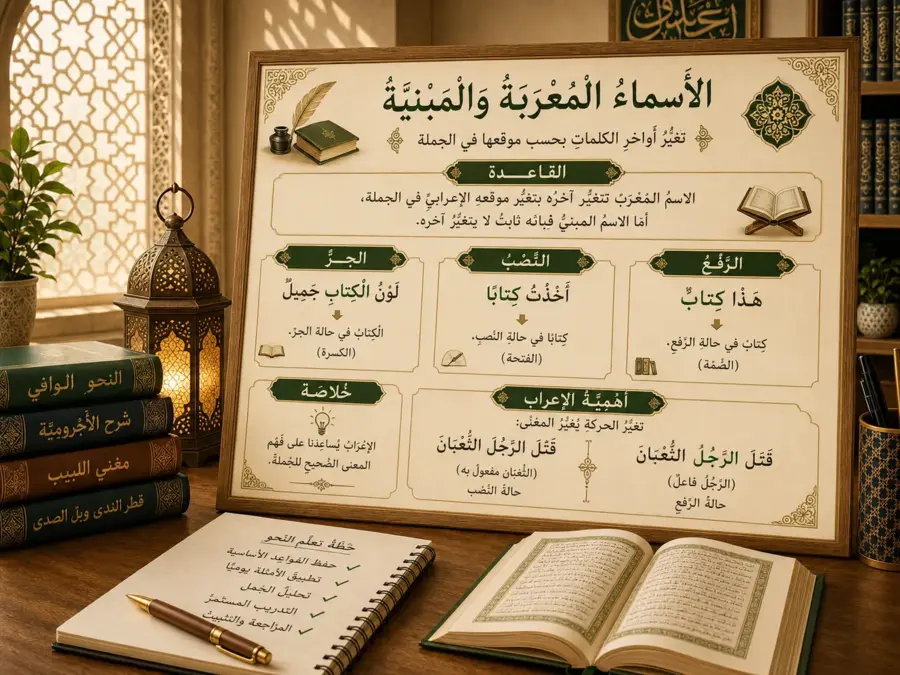 Arabic grammar lesson about declinable and indeclinable words