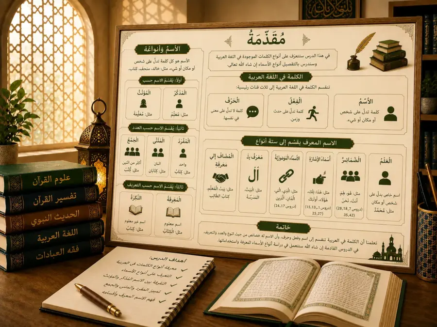 Arabic grammar lesson about word categories