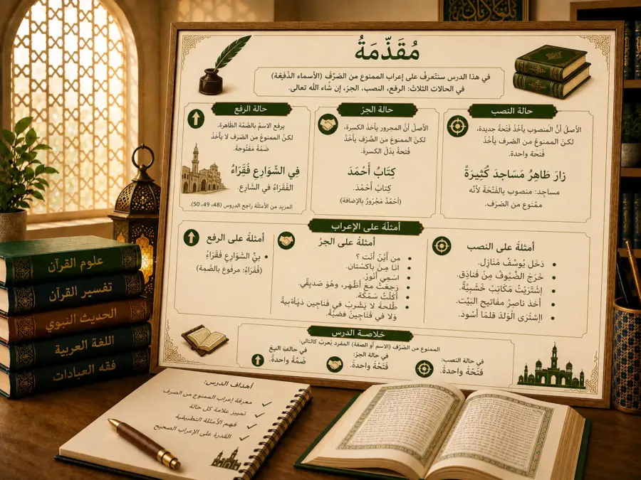 Arabic diptote declension grammar chart