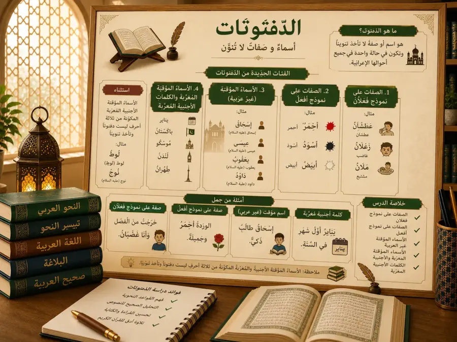 Arabic diptote categories grammar lesson chart