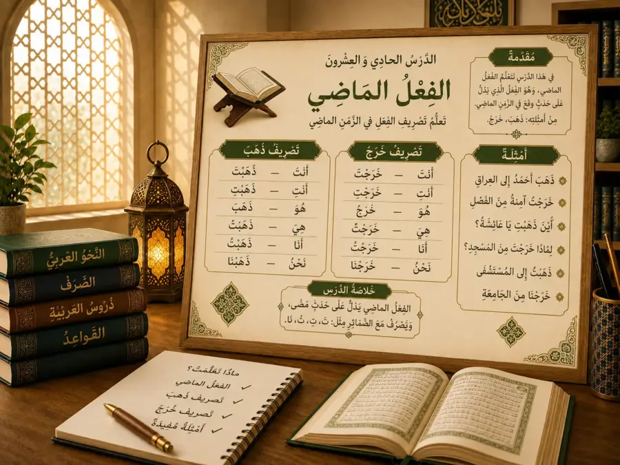 Illustration of the Arabic past tense اَلْفِعْلُ اَلْمَاضِي