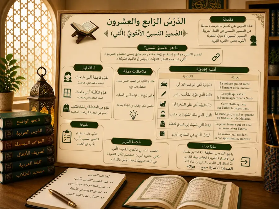 Illustration of the Arabic feminine relative pronoun الَّتِي