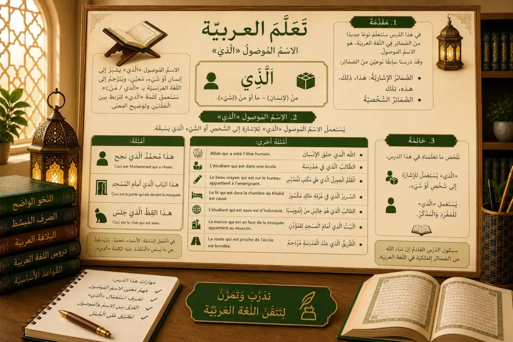 Arabic illustration about the relative pronoun alladhi