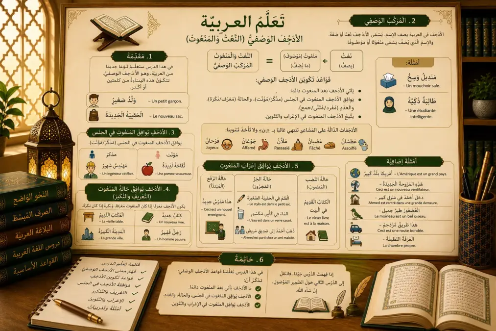 Arabic illustration about adjectives