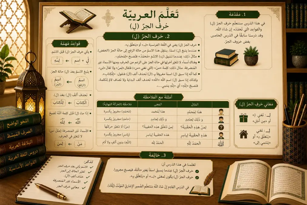 Arabic illustration about the preposition li