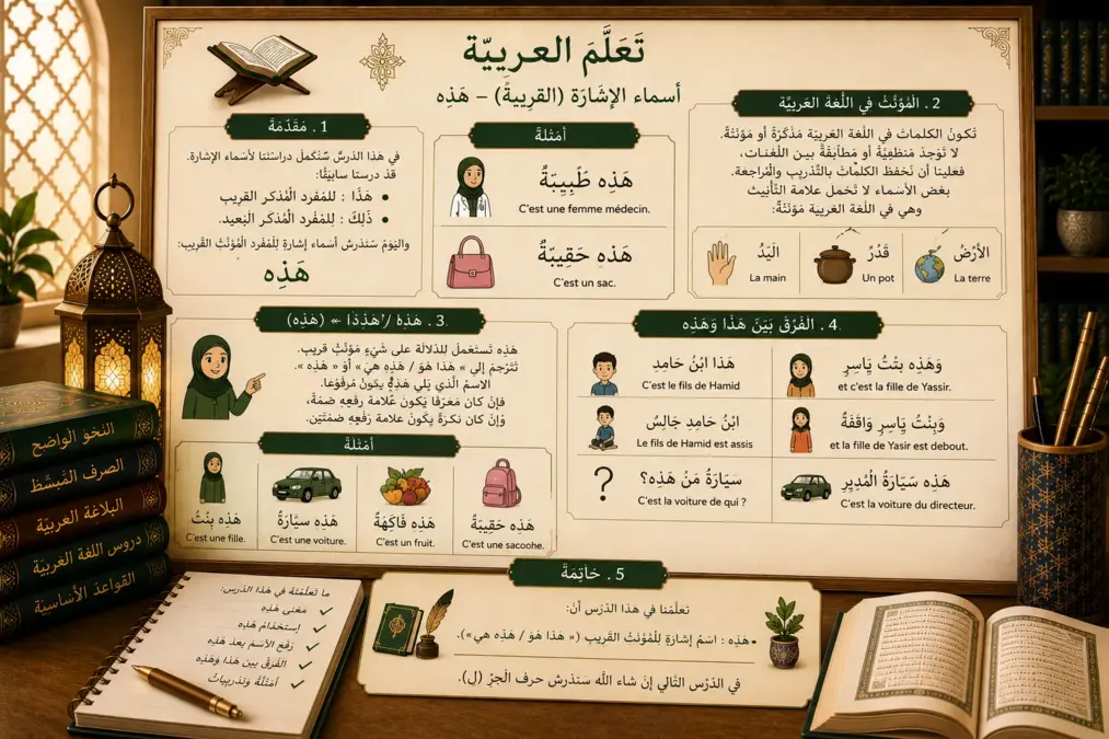 Illustration arabe sur هَذِهِ démonstratif féminin