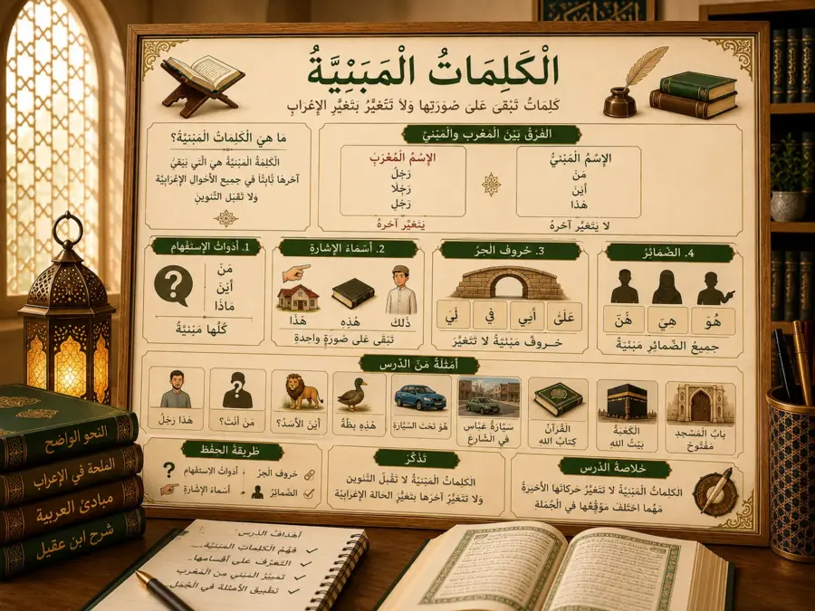 Illustration arabe sur les mots non déclinables