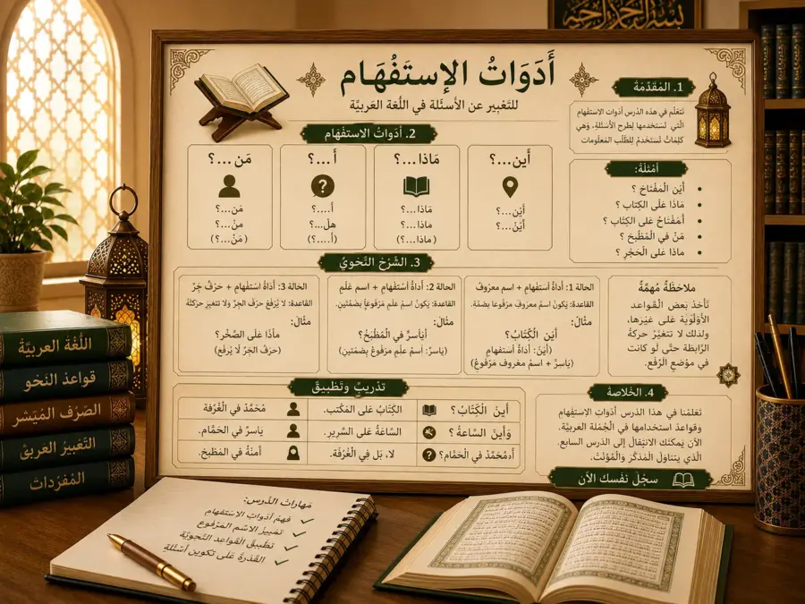 Illustration arabe sur les outils d’interrogation