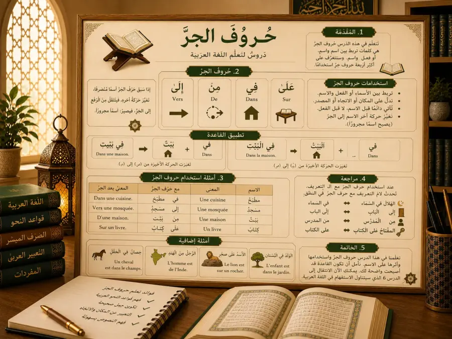 Illustration arabe sur les prépositions
