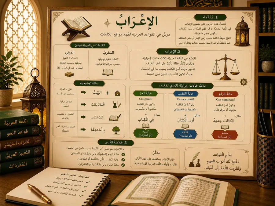 Arabic illustration about grammatical cases