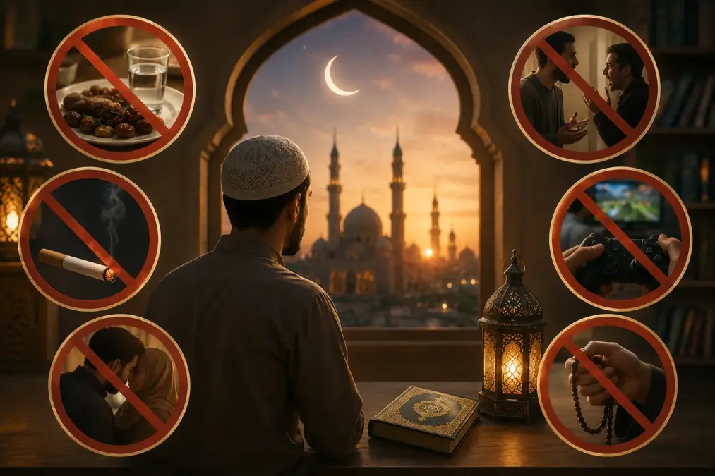 Homme devant une mosquée et interdits du Ramadan