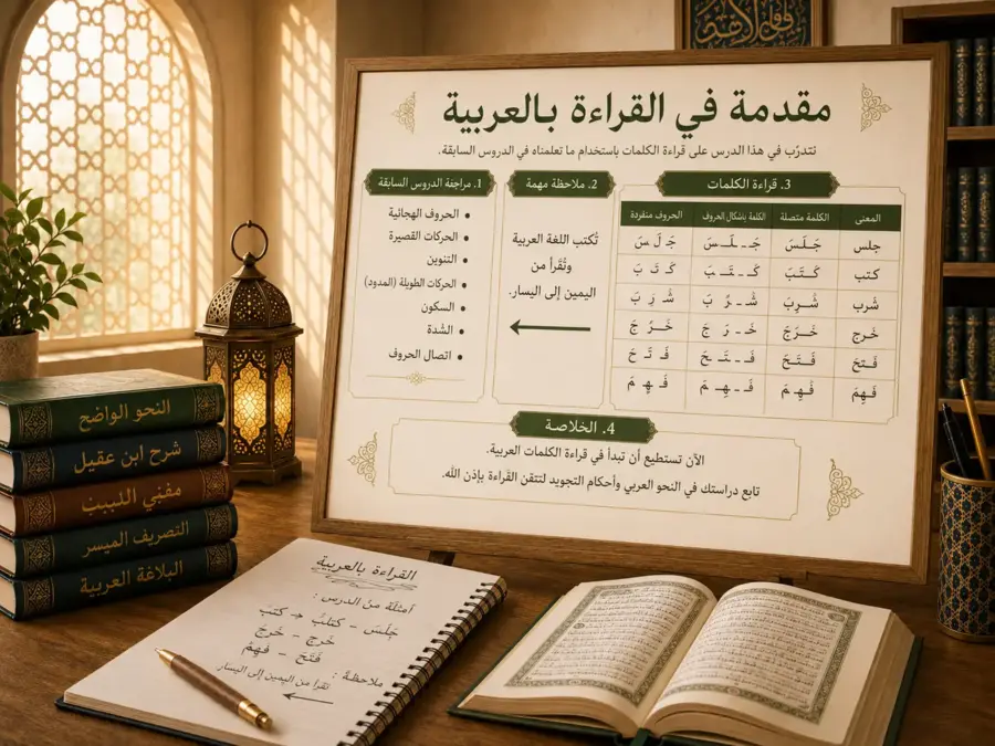 Tableau de lecture des mots en arabe
