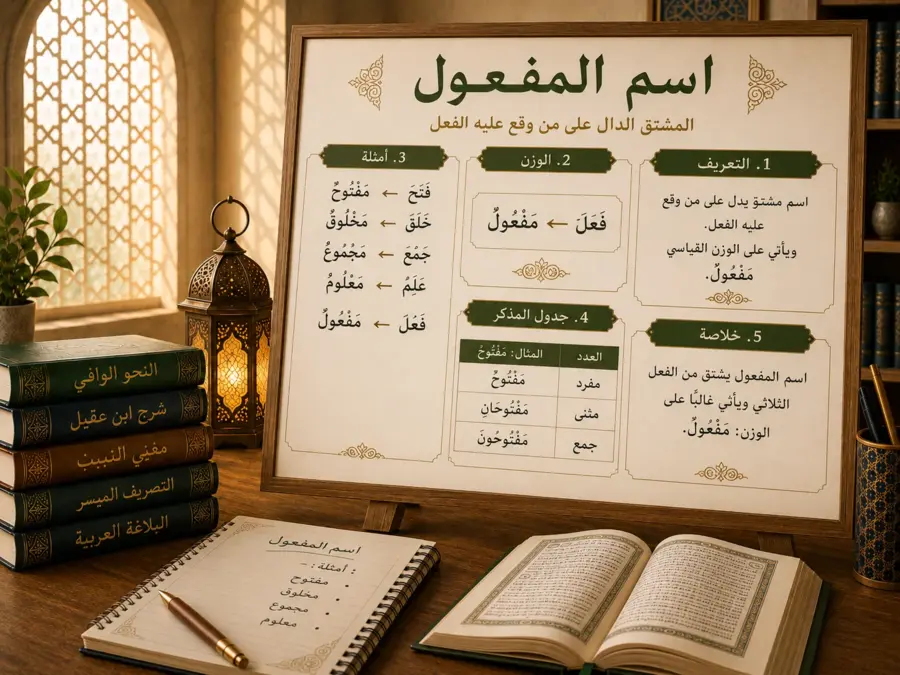 Educational poster about the Arabic passive participle