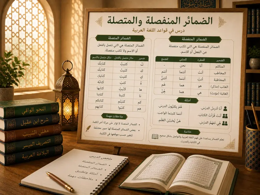 Tableau pédagogique sur les noms de lieu et temps en arabe