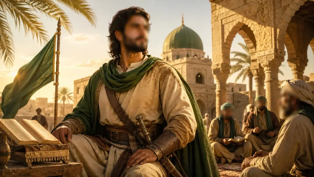 Homme musulman dans une scène historique de Médine