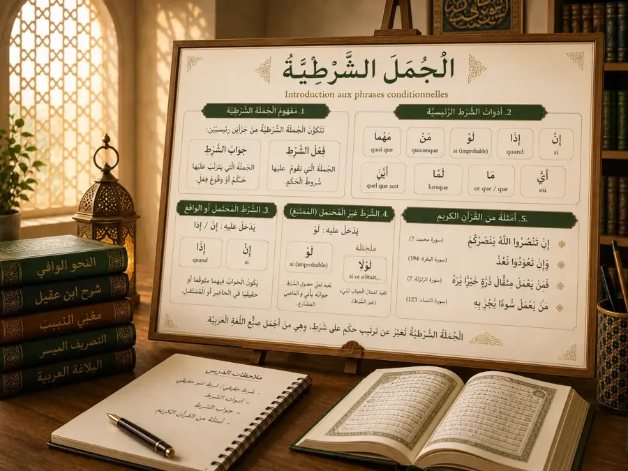 Tableau de grammaire arabe sur les phrases conditionnelles
