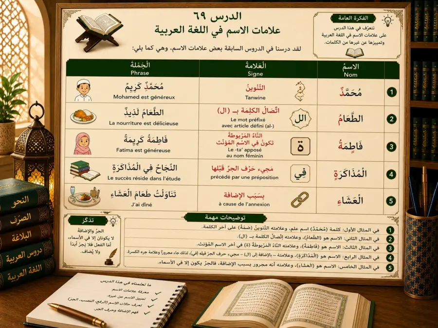 Arabic chart about noun signs