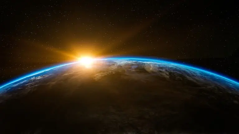 Sunrise over Earth seen from space