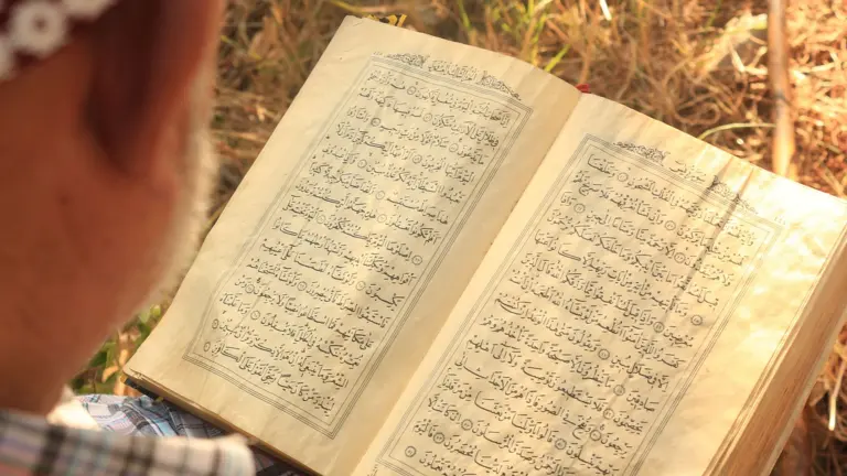 Person reading de Koran outdoors