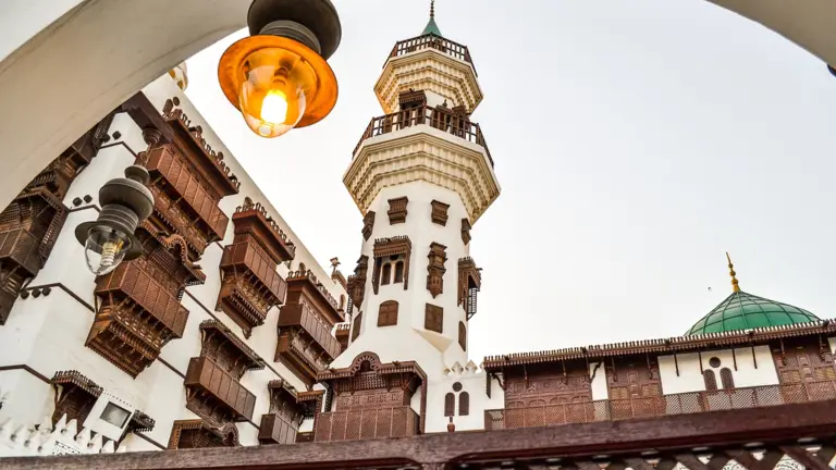 Minaret and courtyard of a historic mosque
