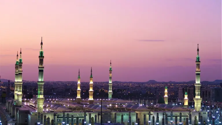 Prophet’s Mosque in Medina at sunset