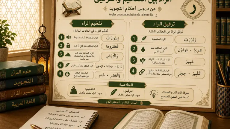 Cours de tajwid sur le ra entre tafkhim et tarqiq