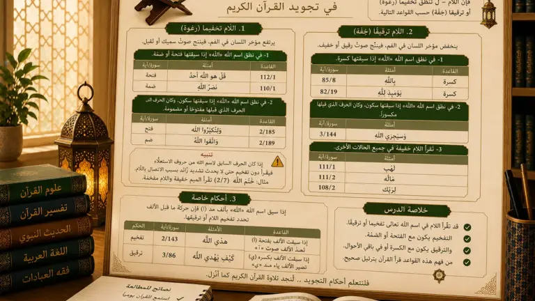 Cours de tajwid sur la lettre lam dans le Coran