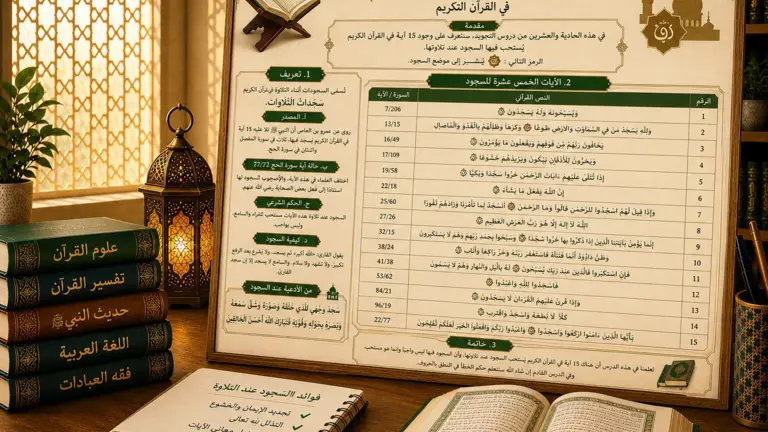 Cours de tajwid sur les versets de prosternation