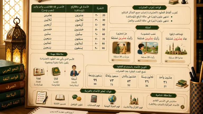Arabische getallen les about tens from 20 om 90