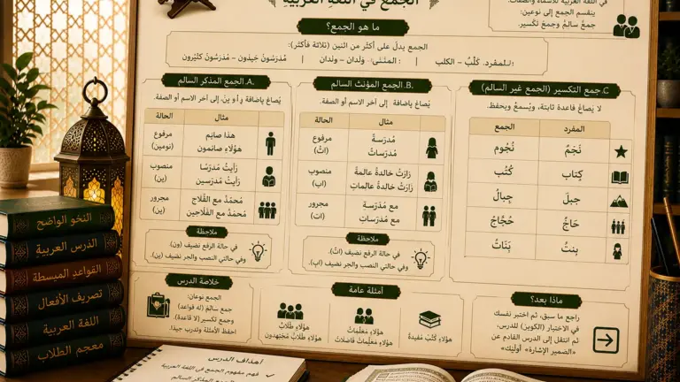 Illustration du pluriel en arabe اَلْجَمْعُ