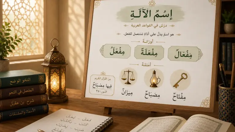 Tableau d’arabe présentant le nom de l’instrument