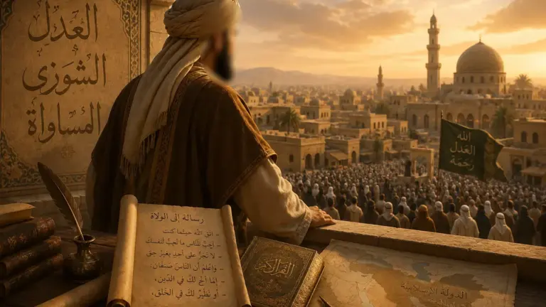 Omar ibn Al-Khattab observant une ville musulmane