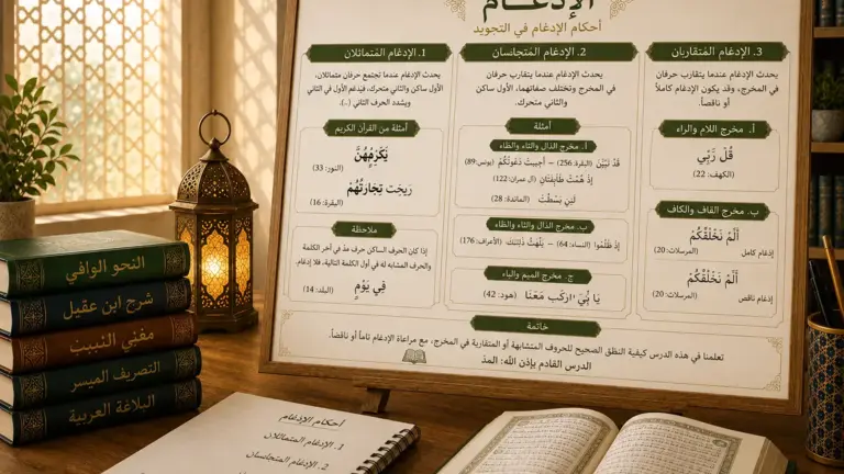 Tableau de tajwid sur l’assimilation des lettres