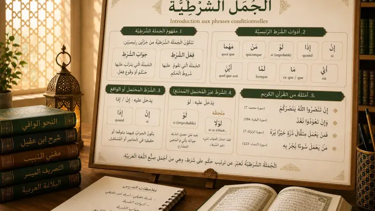 Tableau de grammaire arabe sur les phrases conditionnelles