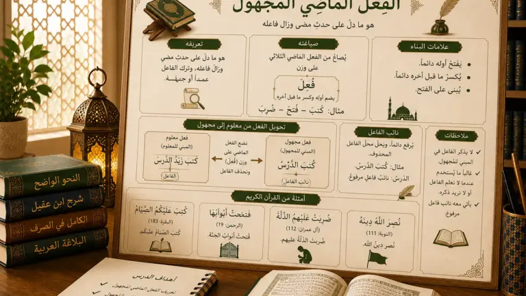 Tableau de grammaire arabe sur le verbe passif