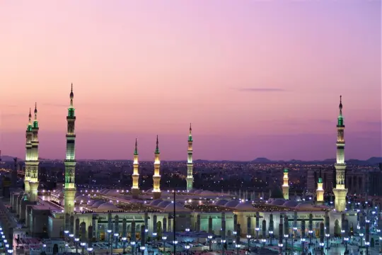 Prophet’s Mosque in Medina at sunset