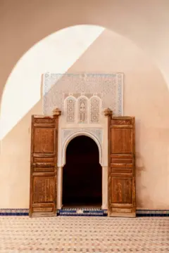 Traditional ornate Arab doorway inside a mosque